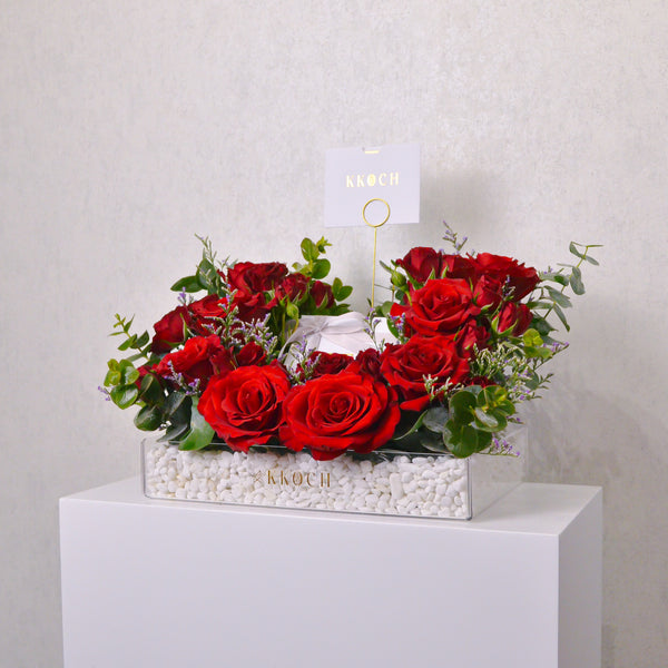 Scarlet Romance - Acrylic Tray Arrangement - KKOCH