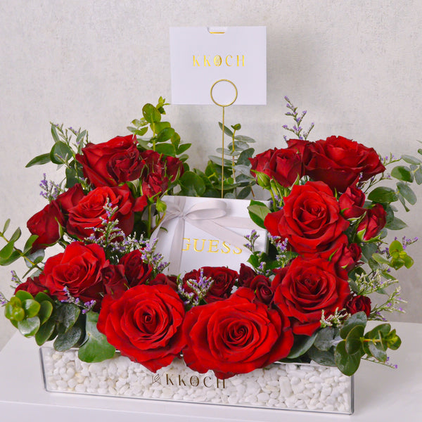 Scarlet Romance - Acrylic Tray Arrangement - KKOCH