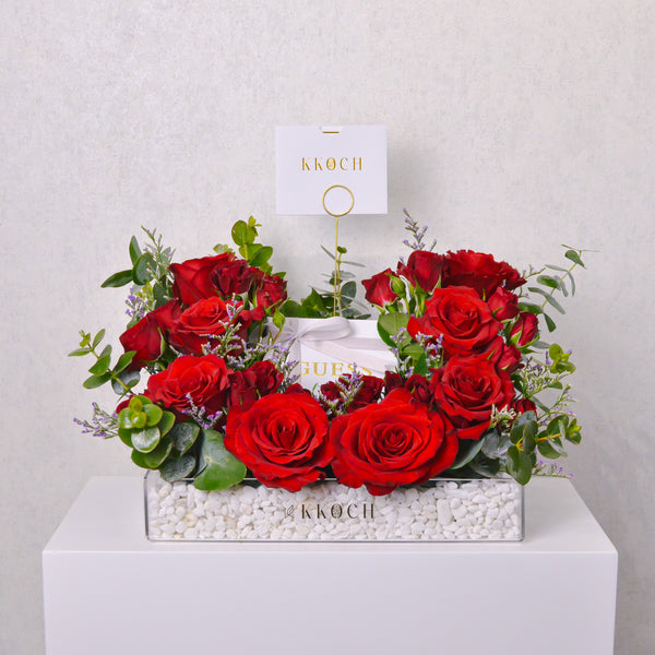 Scarlet Romance - Acrylic Tray Arrangement - KKOCH