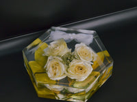 Preserved white rose - Hexagon Shaped