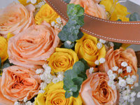 Golden Glow - Brown Leather Round Bag | 15 Roses - KKOCH