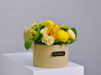 Golden Whimsy - Beige Leather Round Bag