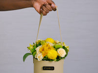 Golden Whimsy - Beige Leather Round Bag