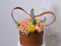 Golden Glow - Brown Leather Round Bag | 15 Roses - KKOCH