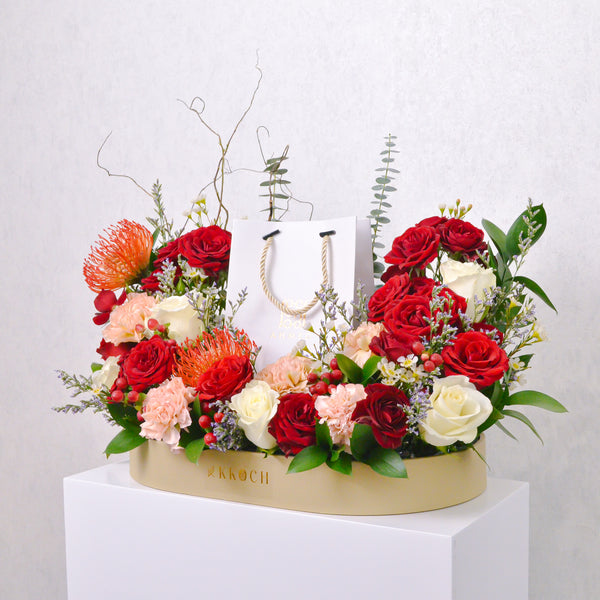 Crimson Sunrise - Leather Tray Arrangement - KKOCH