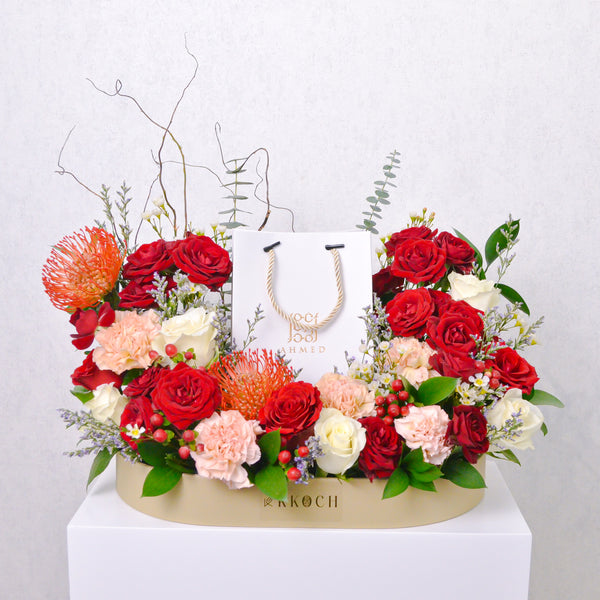 Crimson Sunrise - Leather Tray Arrangement - KKOCH